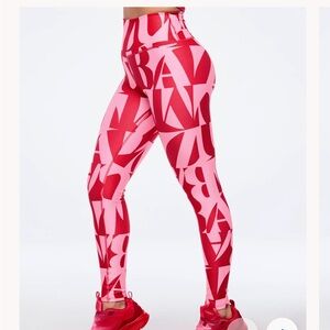 Zumba Haus High Waisted Ankle Leggings - Red/Pink